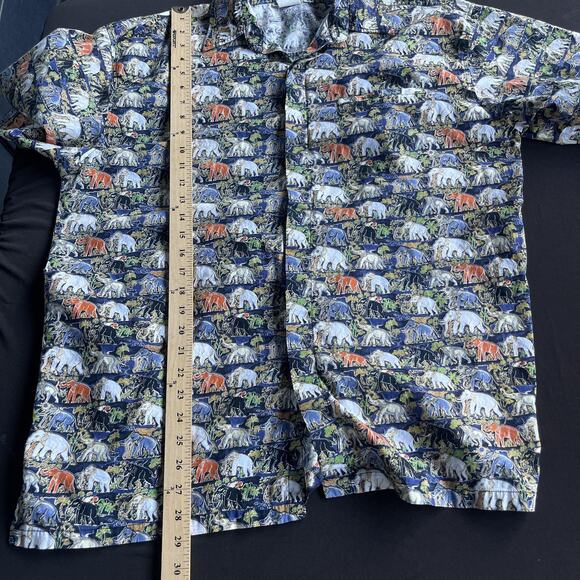 Pidoza Shirt Mens 2XL Elephant Safari Print Short Sleeve Button Up Unique XXL - Picture 7 of 8